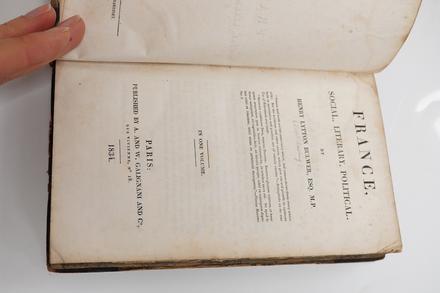 Marshall, William - The Rural Economy of Yorkshire, 2 vol., first edition, 2 engraved folding maps, later quarter morocco, ex-libris ESCC, 8vo, for T. Cadell, 1788; Bulwer, Henry Lytton - France, Social, Literary, Politi